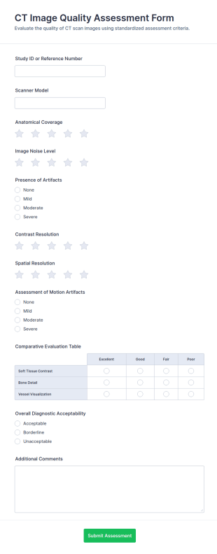 CT Image Quality Assessment Form Template