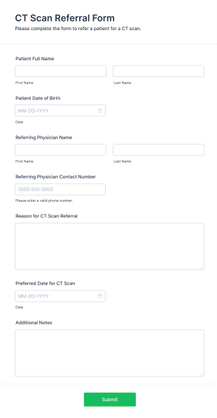 CT Scan Referral Form Template