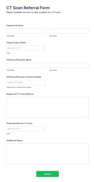 CT Scan Referral Form Template
