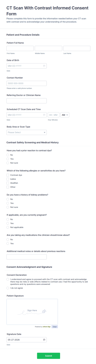 CT Scan With Contrast Informed Consent Form Template