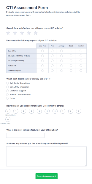 CTI Assessment Form Template