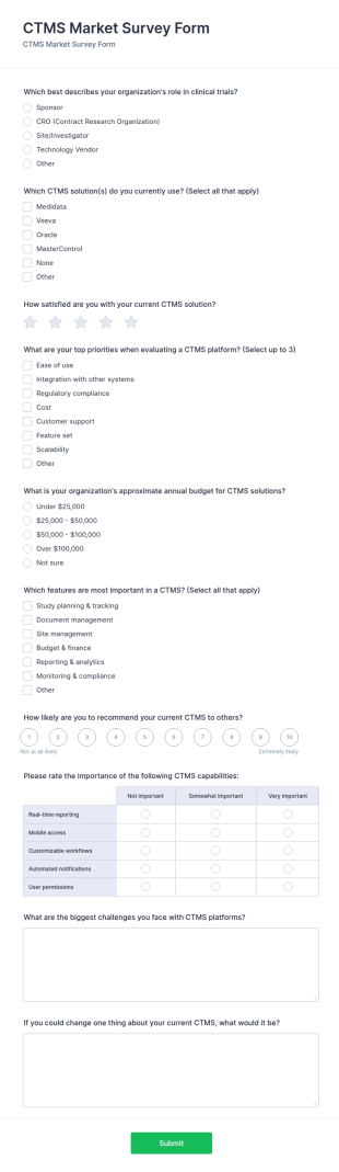 CTMS Market Survey Form Template