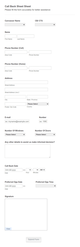 Cts/ Cb Form Template
