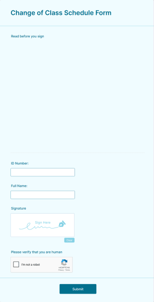 Change Of Class Schedule Form Template