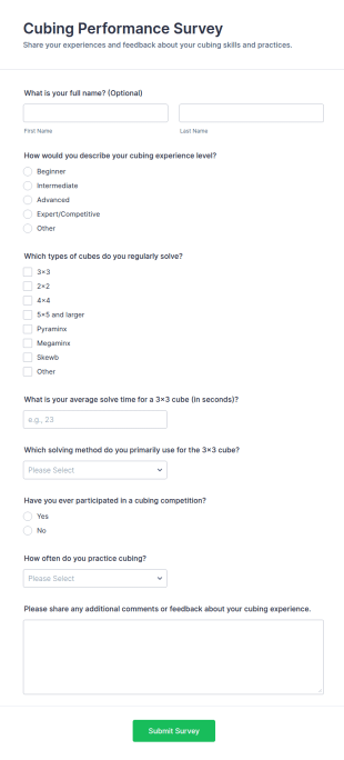 Cubing Performance Survey Form Template