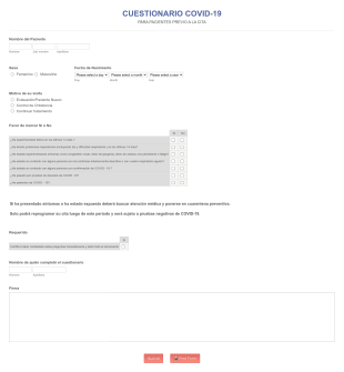Cuestionario COVID 19 Previo A Cita SONRIE