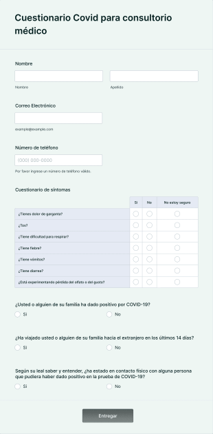 Cuestionario Covid Para Consultorio Médico Form Template