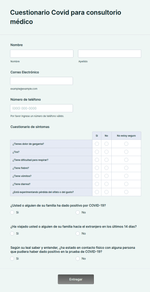 Cuestionario Covid Para Consultorio Médico