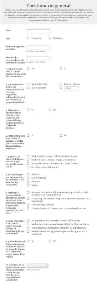 Cuestionario Cultura Escolar