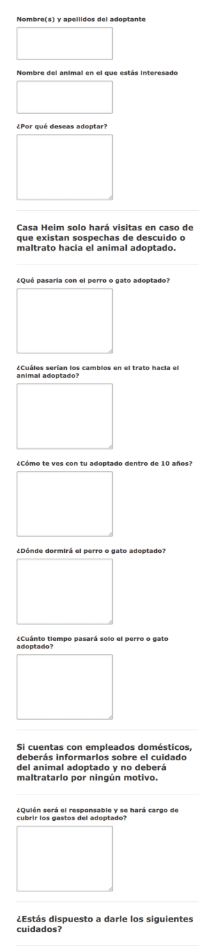 Cuestionario De Adopción De Animales