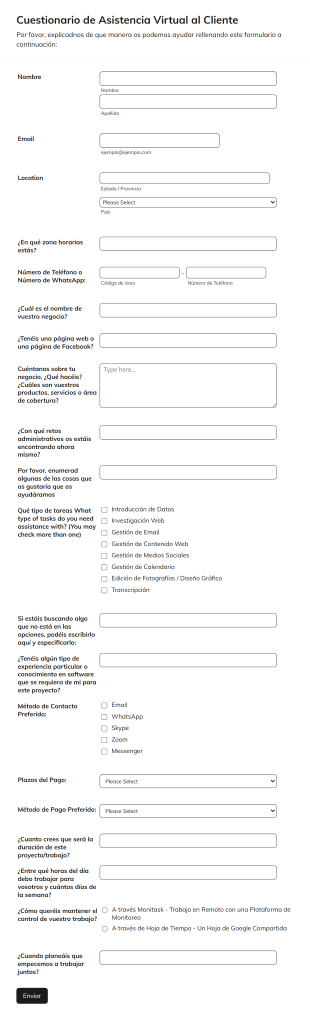 Cuestionario De Asistencia Virtual Al Cliente
