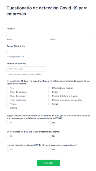 Cuestionario De Detección Covid 19 Para Empresas
