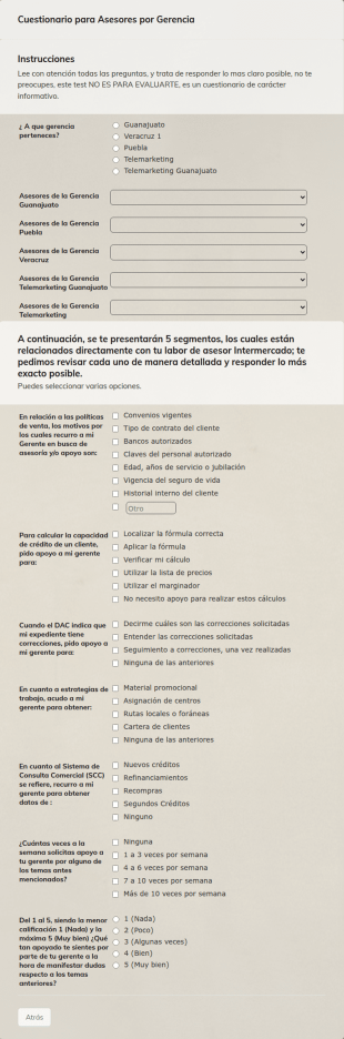 Cuestionario De Evaluación De Asesores De Gerencias