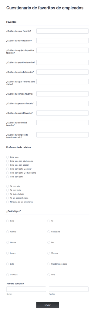 Cuestionario De Favoritos De Empleados