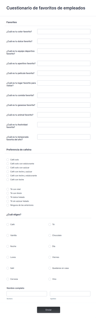 Cuestionario De Favoritos De Empleados