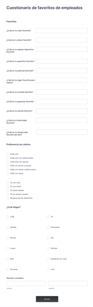 Cuestionario De Favoritos De Empleados