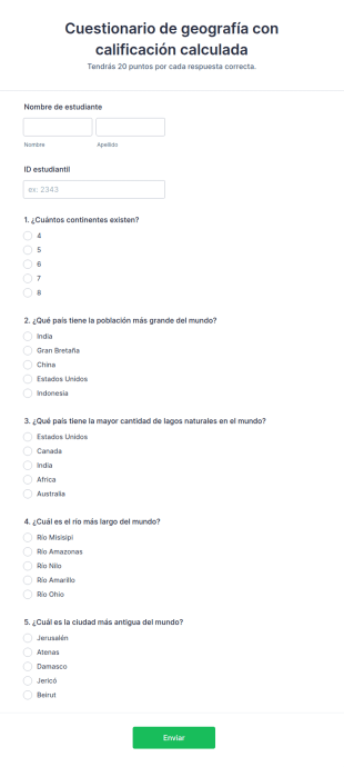 Cuestionario De Geografía