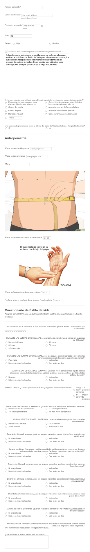 Cuestionario De Hábitos Cortos Form Template