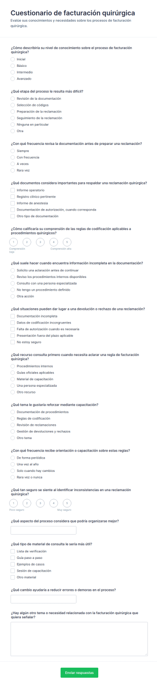 Cuestionario De Normas De Facturación Quirúrgica