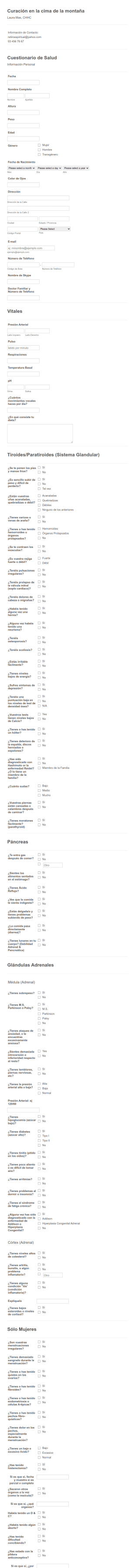 Cuestionario De Salud Form Template