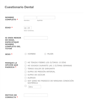 Cuestionario Dental  Form Template