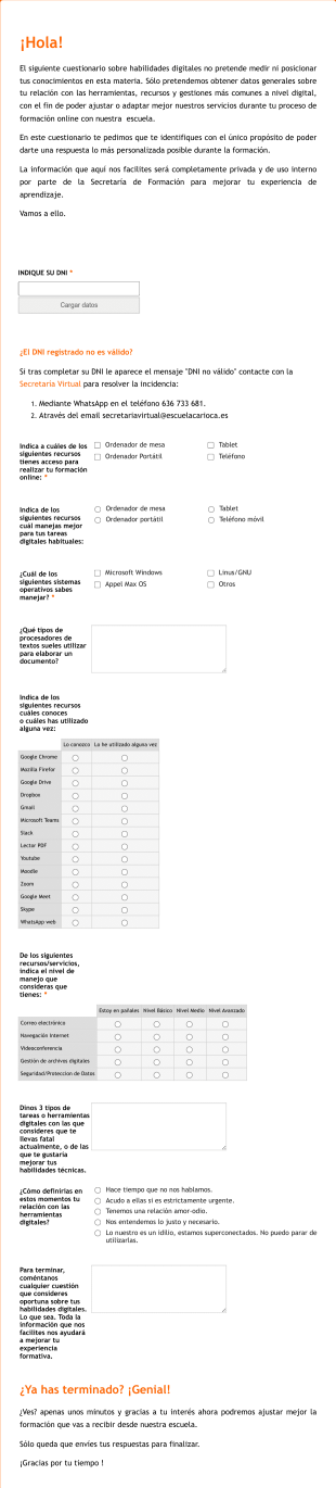 Cuestionario Habilidades Digitales Form Template