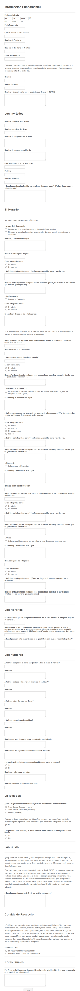 Cuestionario Para Bodas