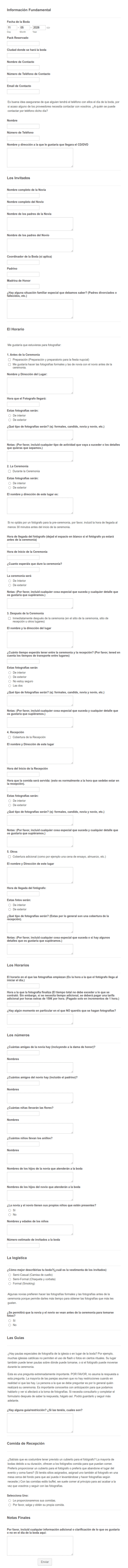 Cuestionario Para Bodas