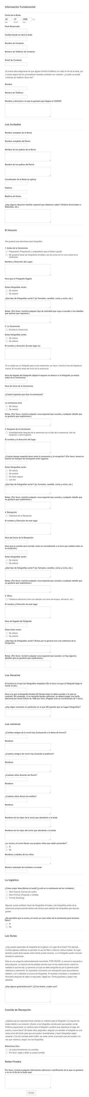 Cuestionario Para Bodas