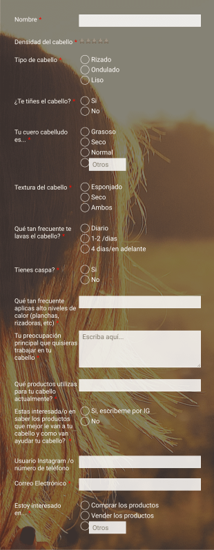Cuestionario Para Clientes De Peluquerías Form Template