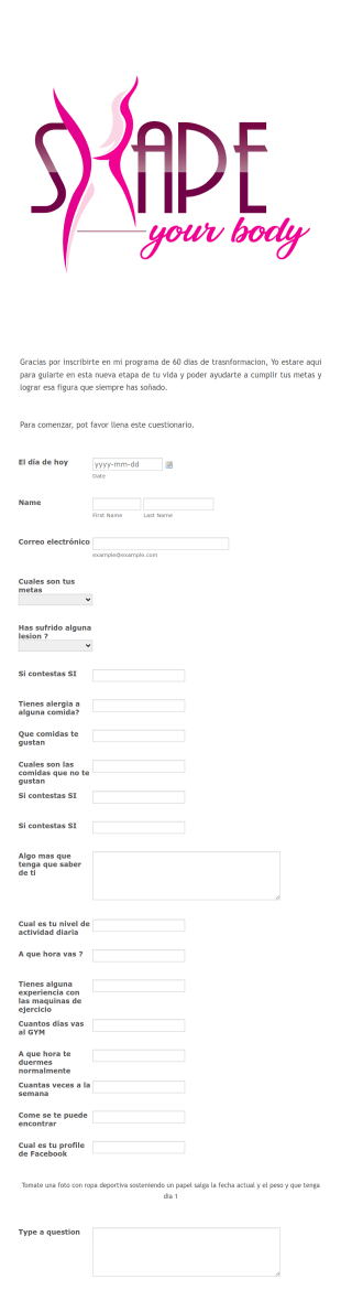 Cuestionario Para Mejoramiento De Salud Y Bienestar Físico