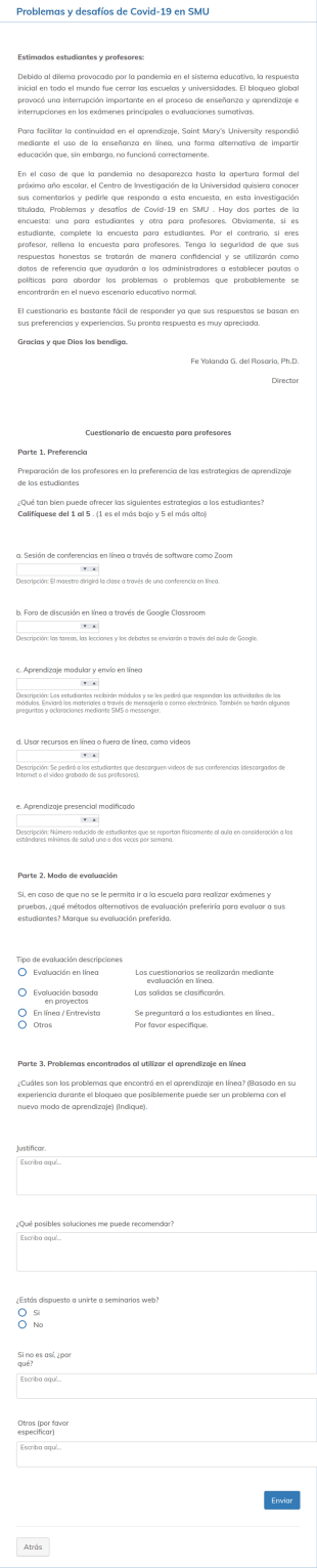 Cuestionario Para Profesores De Covid 19