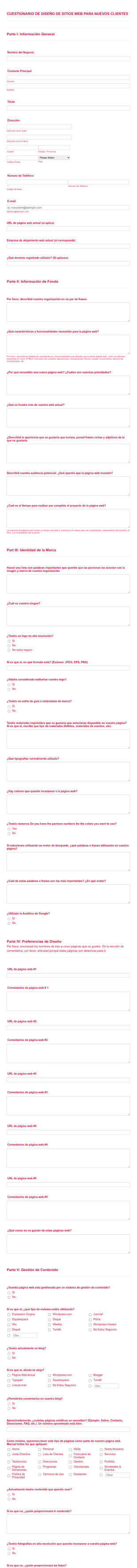 Cuestionario Para SEO De Cliente