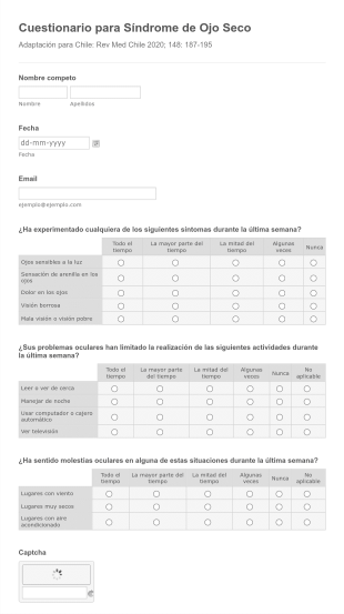 Cuestionario Para Síndrome De Ojo Seco Form Template