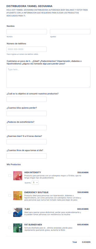 Cuestionario Personal 365Skinny/Bodybalance