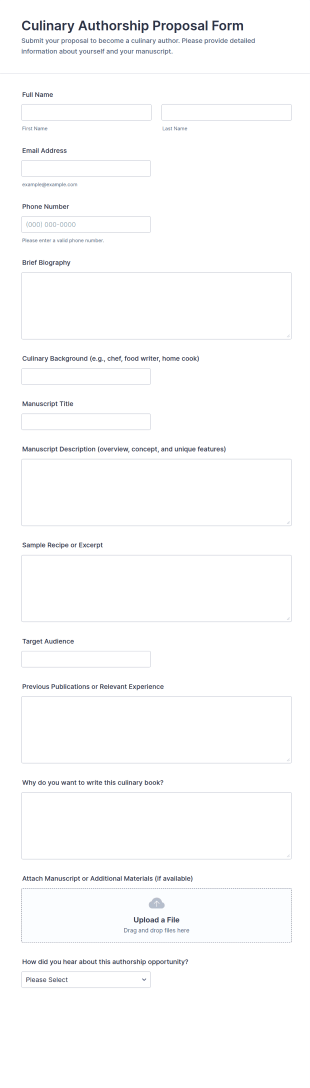 Culinary Authorship Proposal Form Template