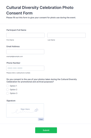 Cultural Diversity Celebration Photo Consent Form Template
