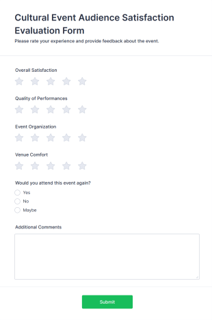Cultural Event Audience Satisfaction Evaluation Form Template