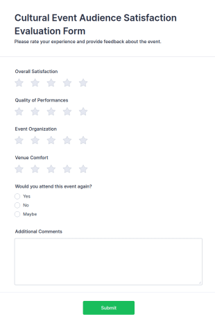 Cultural Event Audience Satisfaction Evaluation Form Template