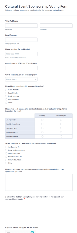 Cultural Event Sponsorship Voting Form Template