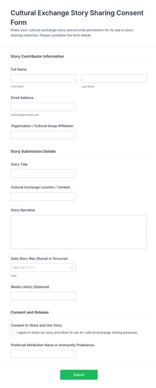 Cultural Exchange Story Sharing Consent Form Template
