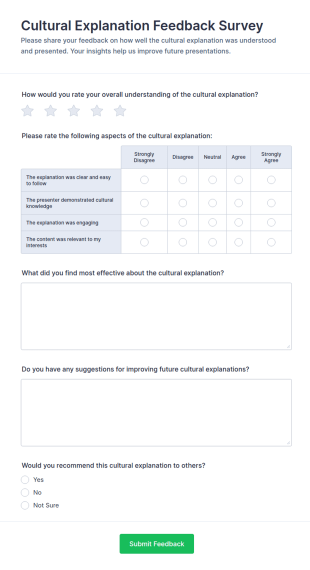 Cultural Explanation Feedback Form Template