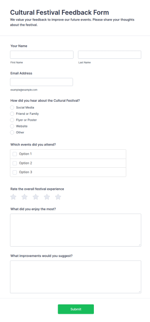 Cultural Festival Feedback Form Template