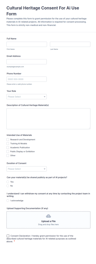 Cultural Heritage Consent For AI Use Form Template