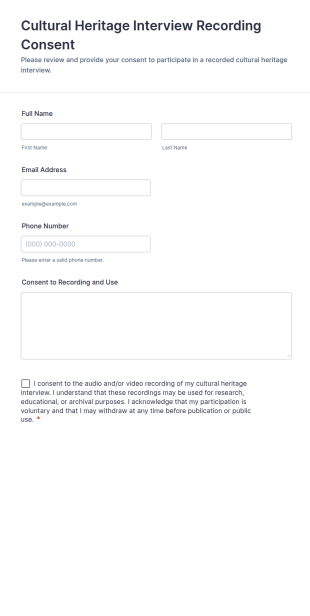 Cultural Heritage Interview Recording Consent Form Template