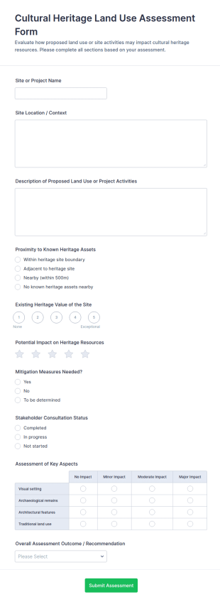 Cultural Heritage Land Use Assessment Form Template