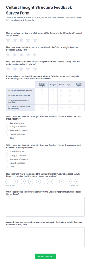 Cultural Insight Structure Feedback Form Template