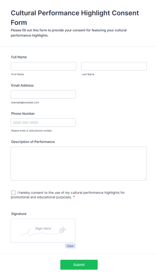 Cultural Performance Highlight Consent Form Template