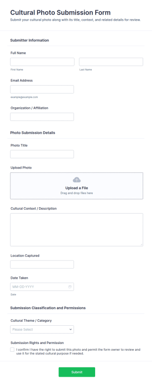 Cultural Photo Submission Form Template