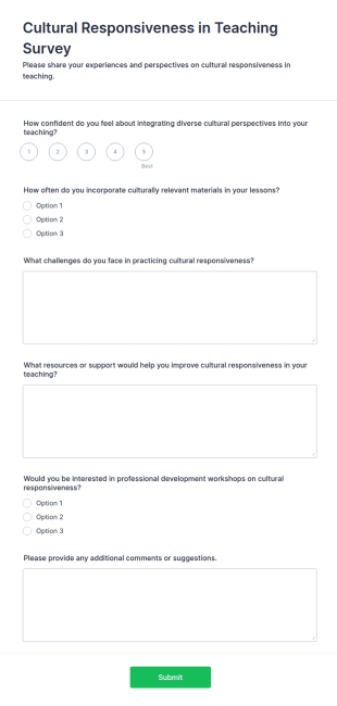 Cultural Responsiveness In Teaching Survey Form Template